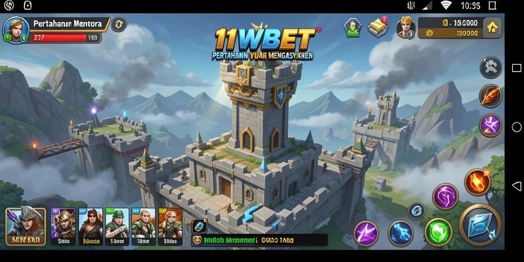 Tampilan gameplay 11WBET yang menegangkan di genre Tower Defense.