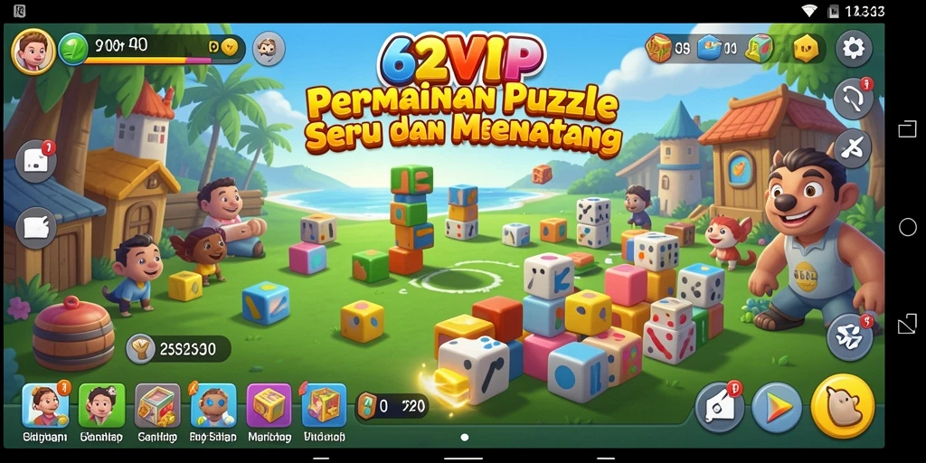 Tampilan gameplay Puzzle di 62VIP dengan level yang menantang.
