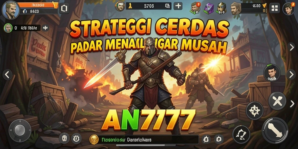 Screenshot AN777 menunjukkan pertempuran strategis yang intens.