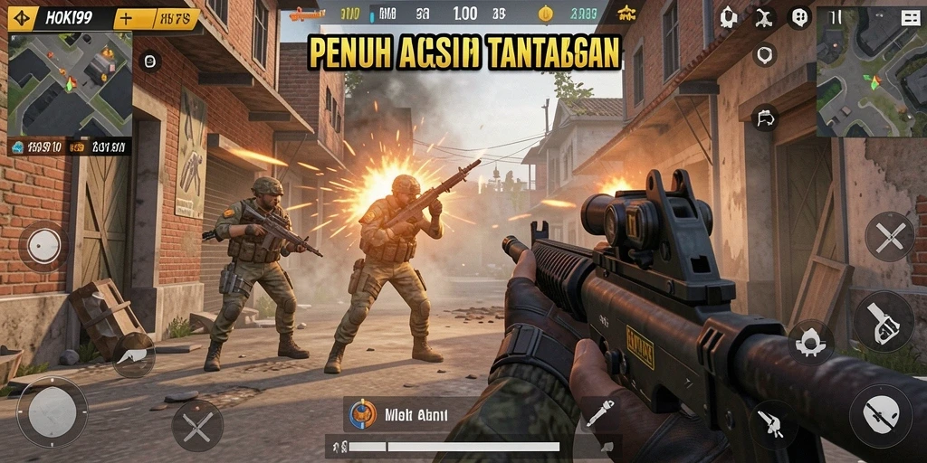 Screenshot HOKI99 menunjukkan aksi menembak yang mendebarkan dalam gameplay FPS.