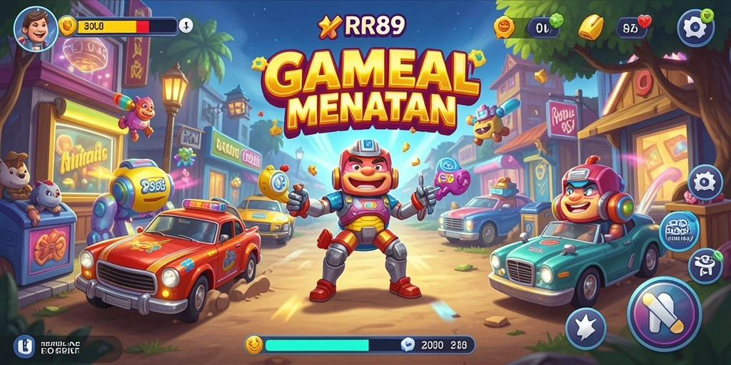 Screenshot gameplay RR89 menampilkan aksi seru dalam level Arcade.