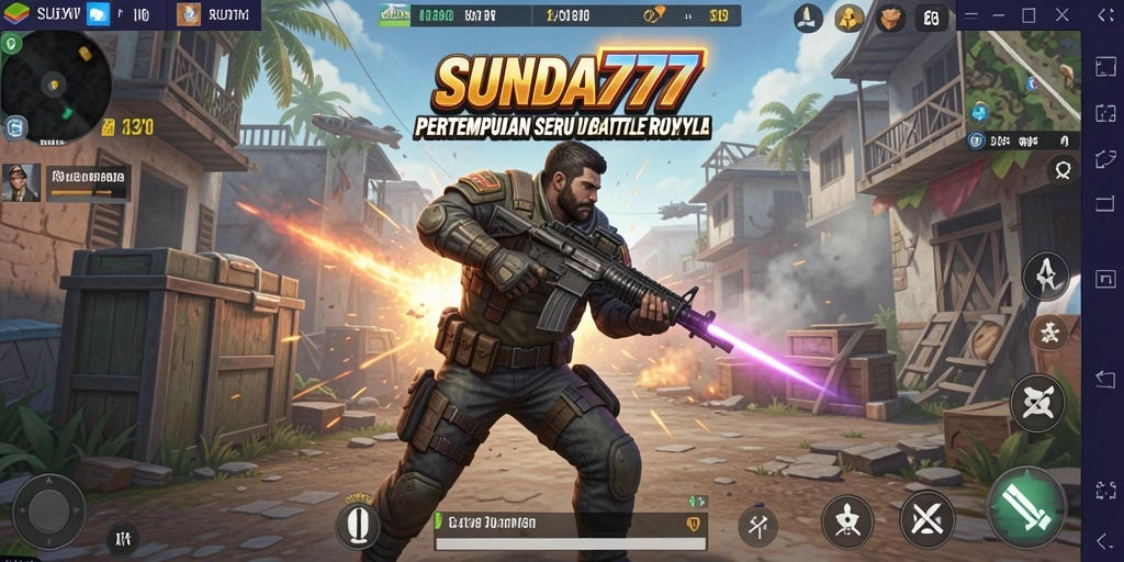 Tampilan seru gameplay SUNDA777 dalam pertarungan Battle Royale.